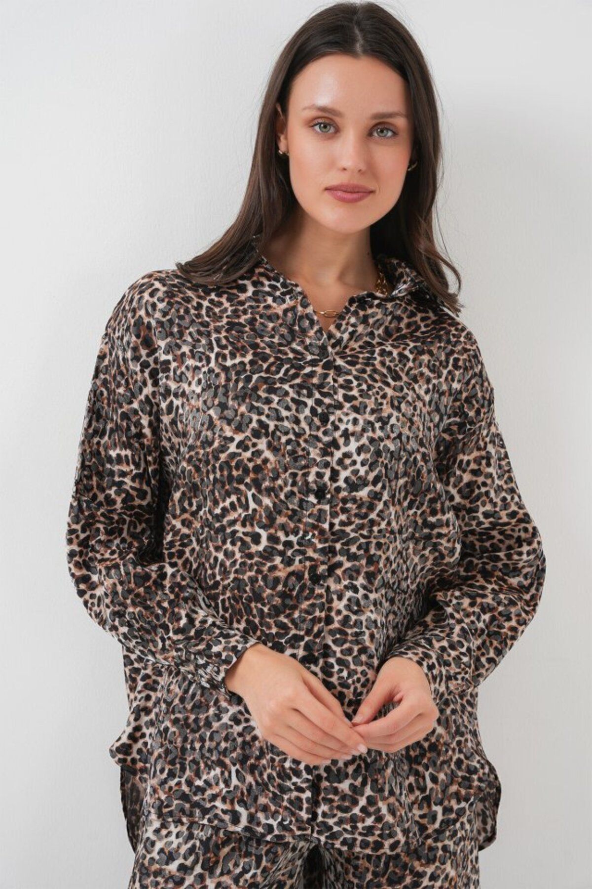 Albayrak 6699 Leopar Desenli Alt Üst Takım - C. Kahverengi