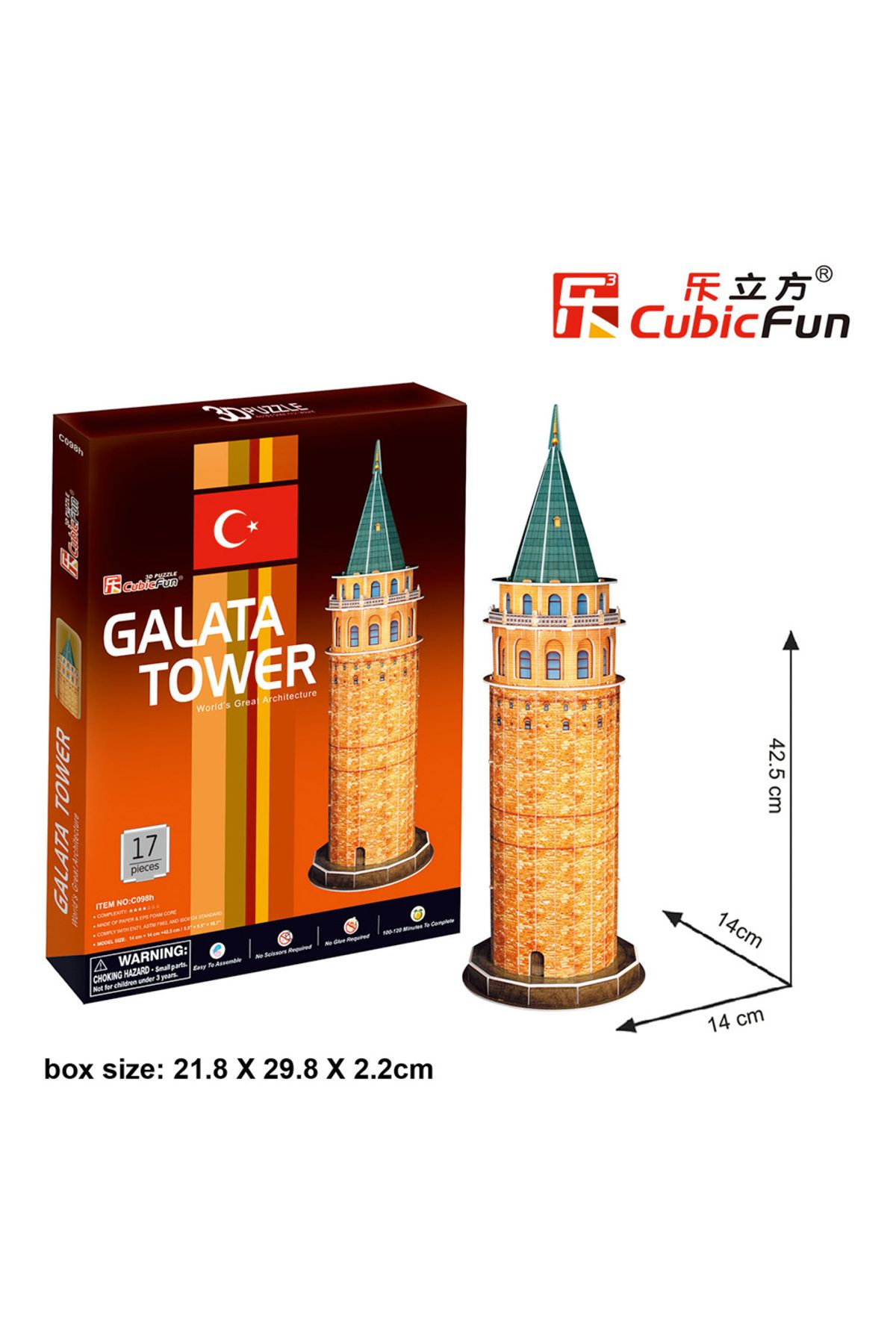 Cubic Fun 3D 17 Parça Puzzle Galata Kulesi
