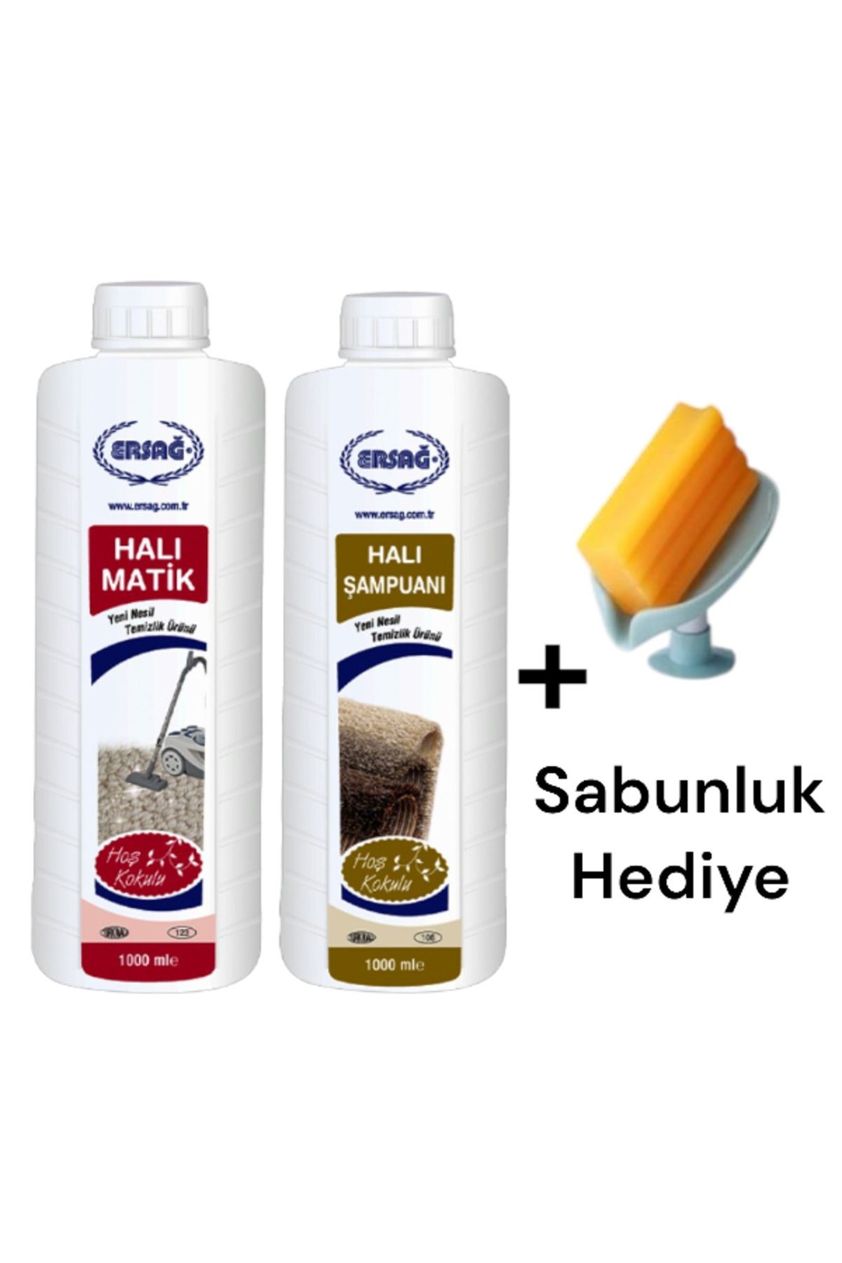 Ersağ Halı Şampuanı 1000 ML - Halı Matik 1000 ML + ( Sabunluk Hediye'li ) 106-2