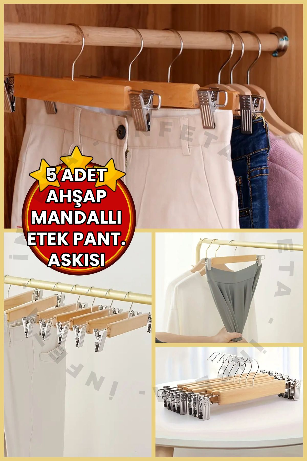İnfeta 5 Cuier Pentru Fuste Din Lemn | Fusta Din Lemn Cu Capete Metalice Și Accesorii - One Size