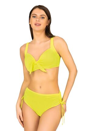 Endeep Kadın Fiyonk Detaylı Sarı Büyük Beden Bikini Takımı