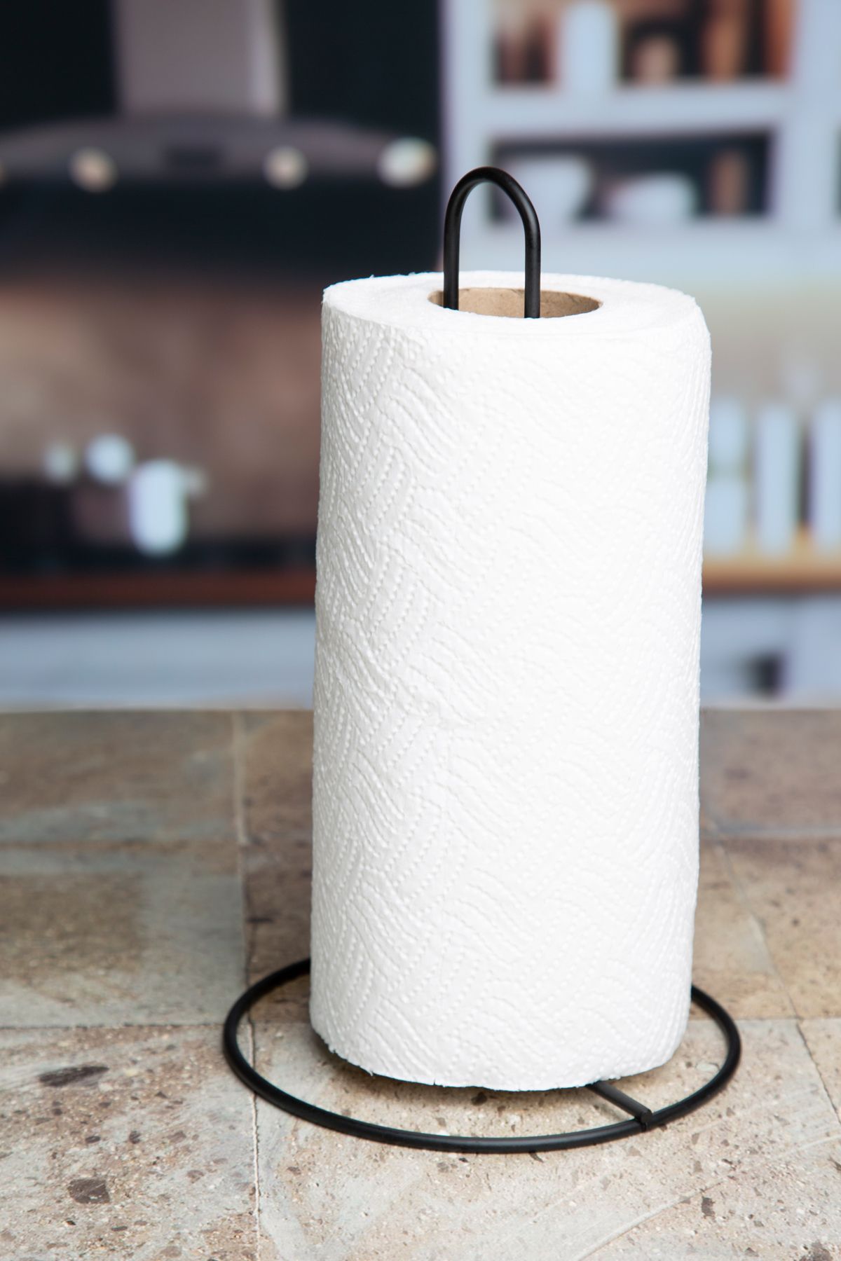 UG Home-Black Metal Paper Towel Holder Vertical Towel Napkin Holder Compatible with Standard and Large Sizes 2