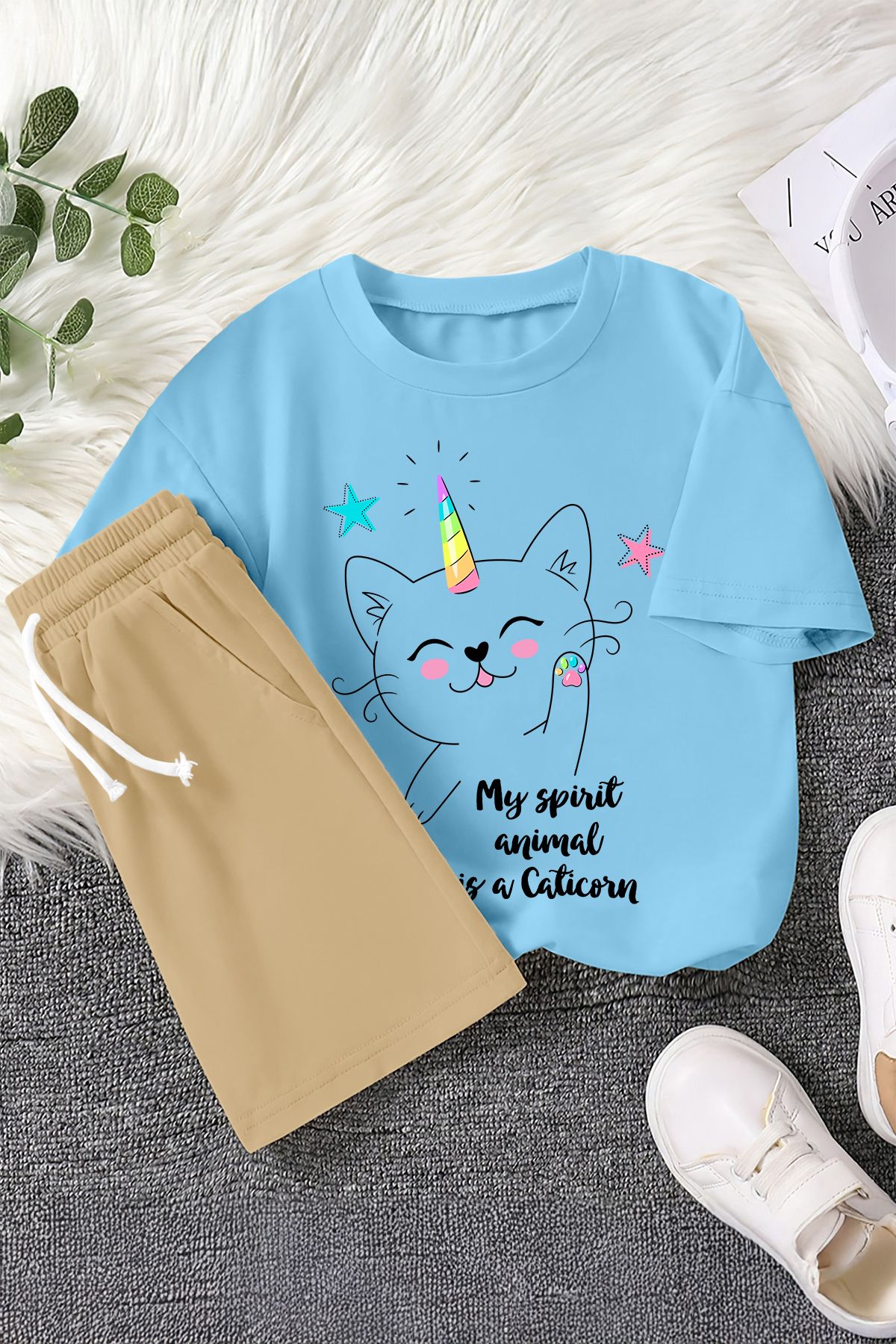 MYADA Set Pentru Copii Unisex Caticorn Cu Imprimeu Animal Din 2 Piese 22436 Unisex - 5–6 years