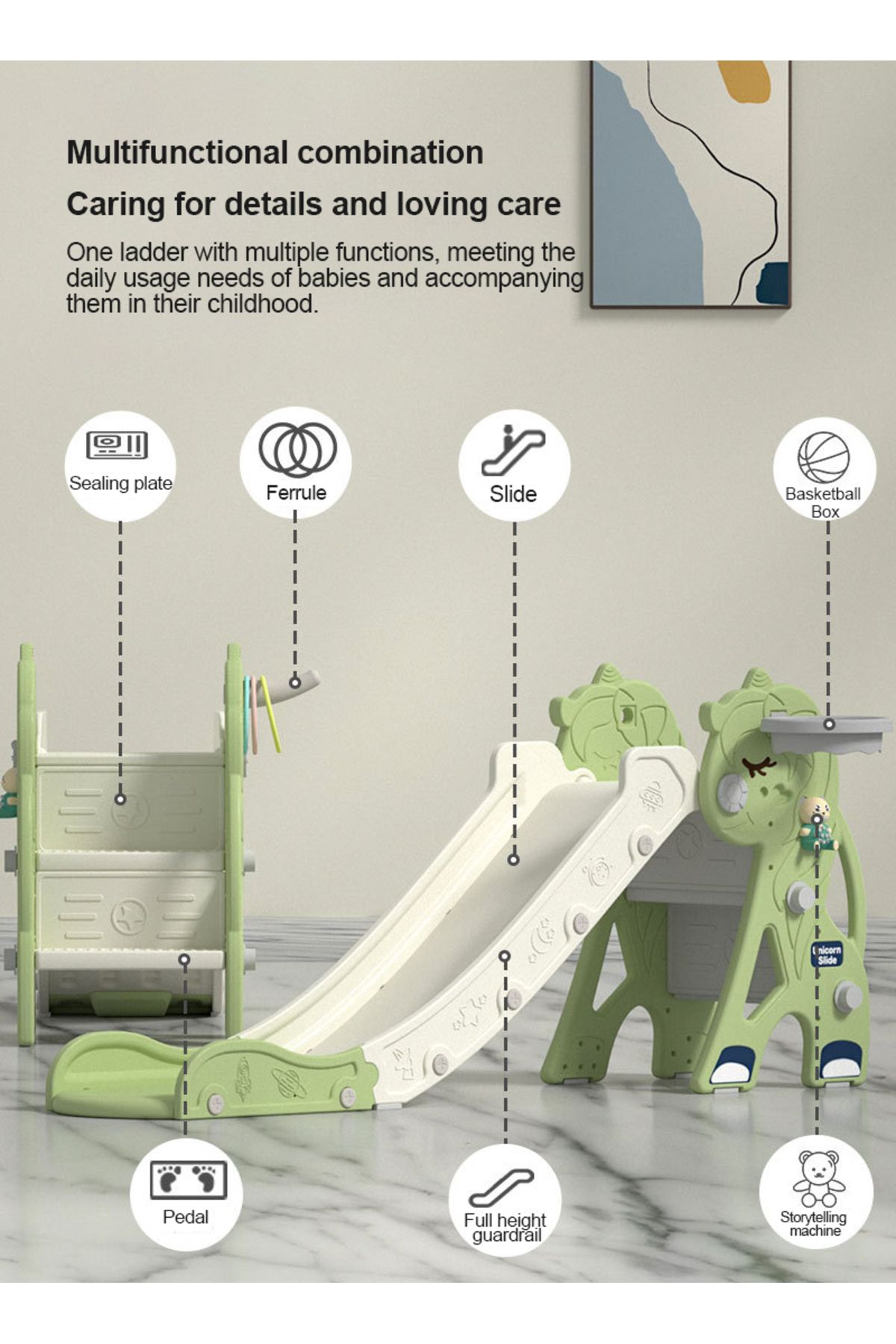 KidLe-Extended Version Unicorn Slide Children's Multifunctional Slide Amusement Park Toy 3