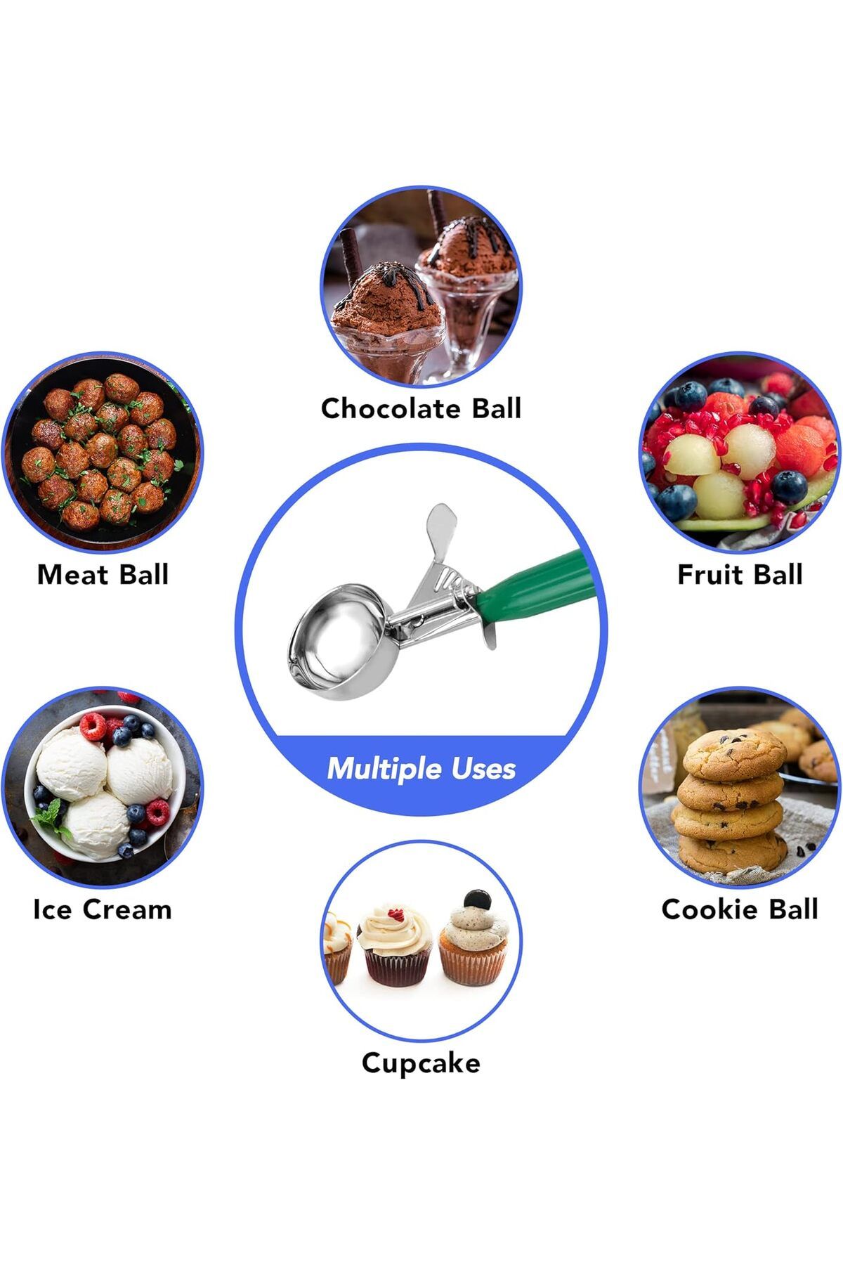 COOYA-3PCS Ice Cream Scoop Set, Stainless Steel Cookie Scoop, Multiple Size Disher, with Trigger Release 4