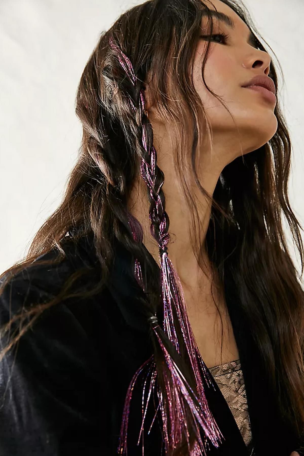 Simli Saç Işıltısı Hair Tinsel Simli Saç Ipleri Fuşya