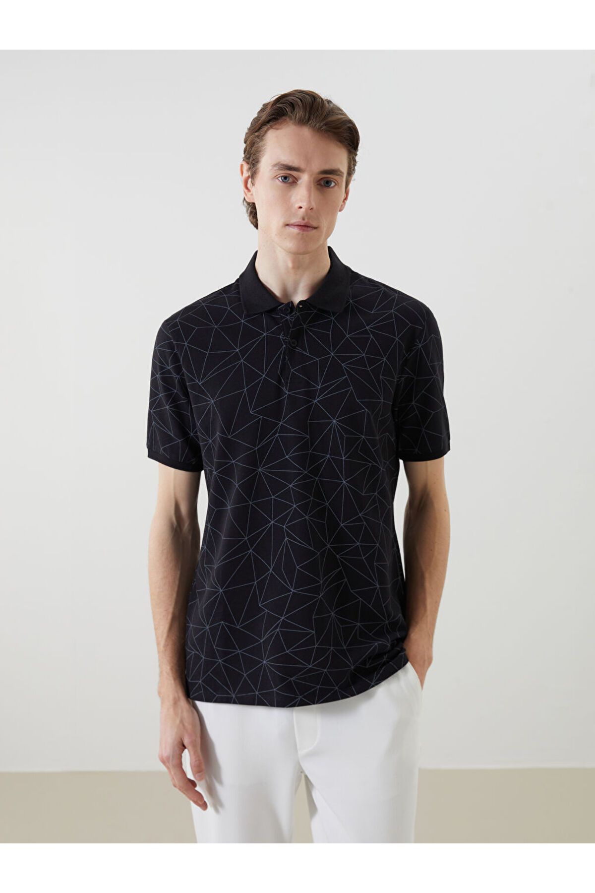 LC Waikiki Yeni Sezon Polo Yaka Kisa Kollu Desenli Erkek Tisort - S58559Z8