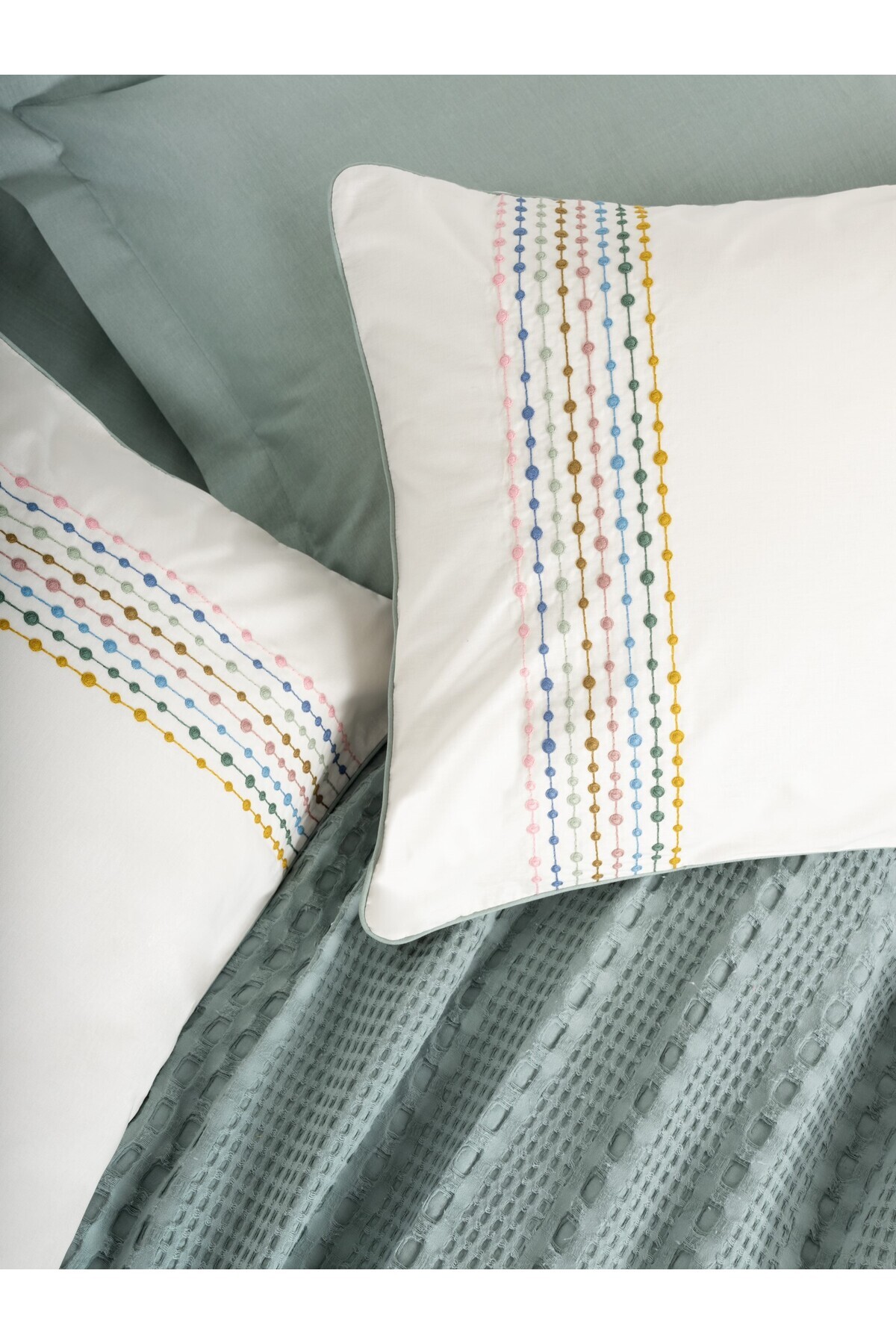 Cotton Box-Aura Single Pique Set - Pebble Mint 3