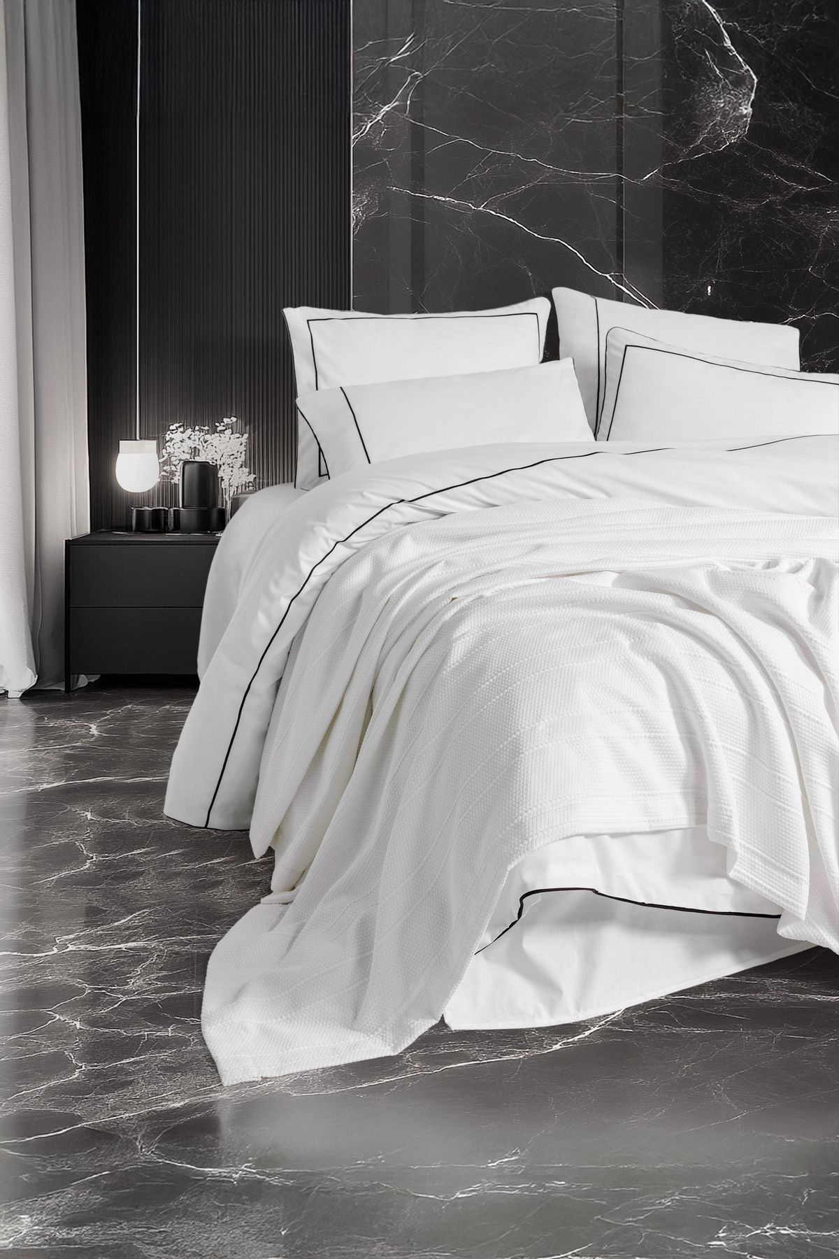 Cotton Box Set Cuvertură De Pilota Dublu Pichet Classic Dowry Alb - One Size
