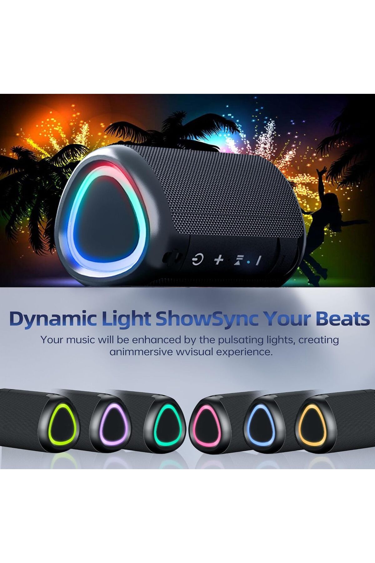 COOYA-Mini Bluetooth Portable Speaker,with Microphone,Bluetooth 5.3,10 Hour Playtime,IPX4 Waterproof 3