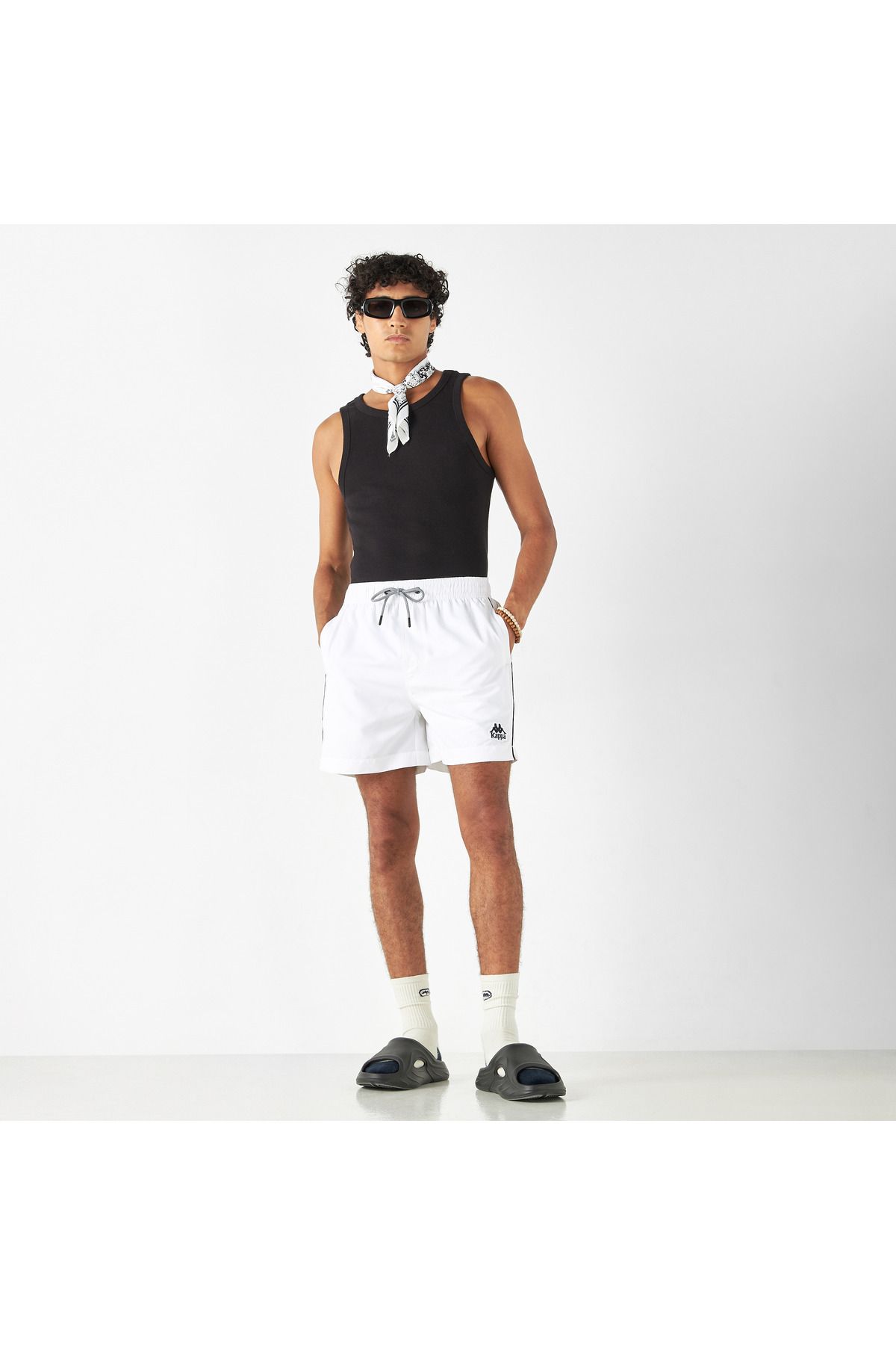 Kappa-Kappa Logo Detail Swim Shorts with Drawstring Closure and Pockets 2