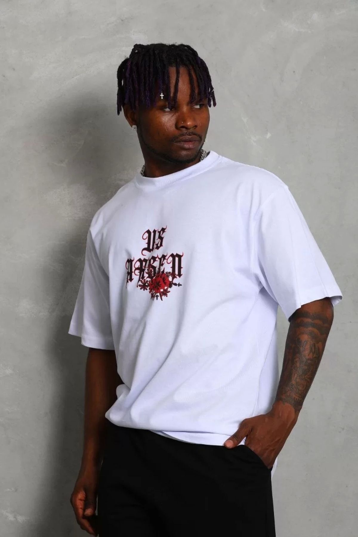 CVS Unisex Oversize Baskılı Bisiklet Yaka T-Shirt - Beyaz