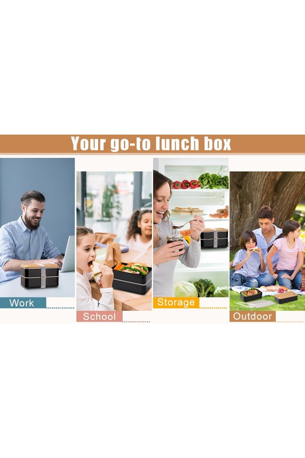 COOYA-Lunch Box,2 Layer Food Containers,Divider Salad Box,Lunch Box with Utensils Spoon and Fork Bundle 6