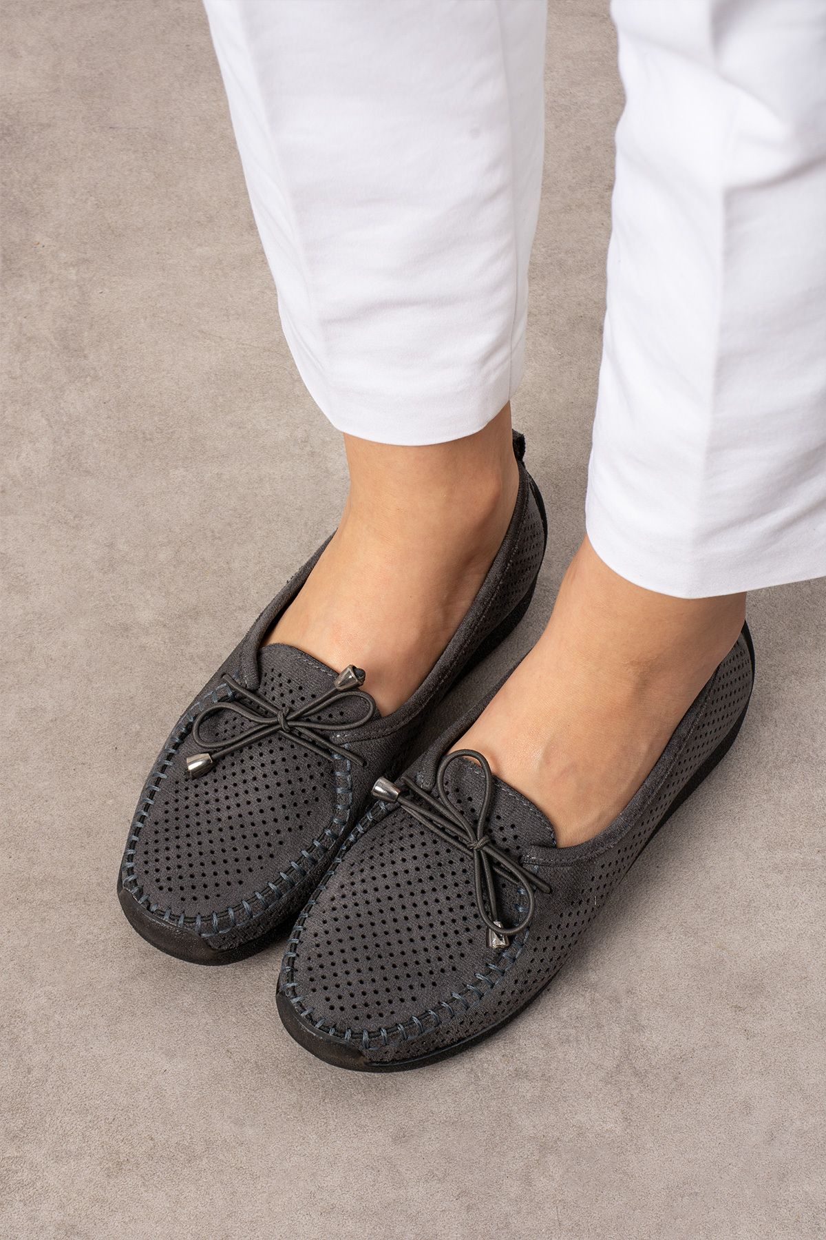 KAOF SHOES Kadın Antrasit Ortopedik Anne Babet Anne Ayakkabısı Günlük Ayakkabı Klasik Ayakkabı Rahat Ayakkabı