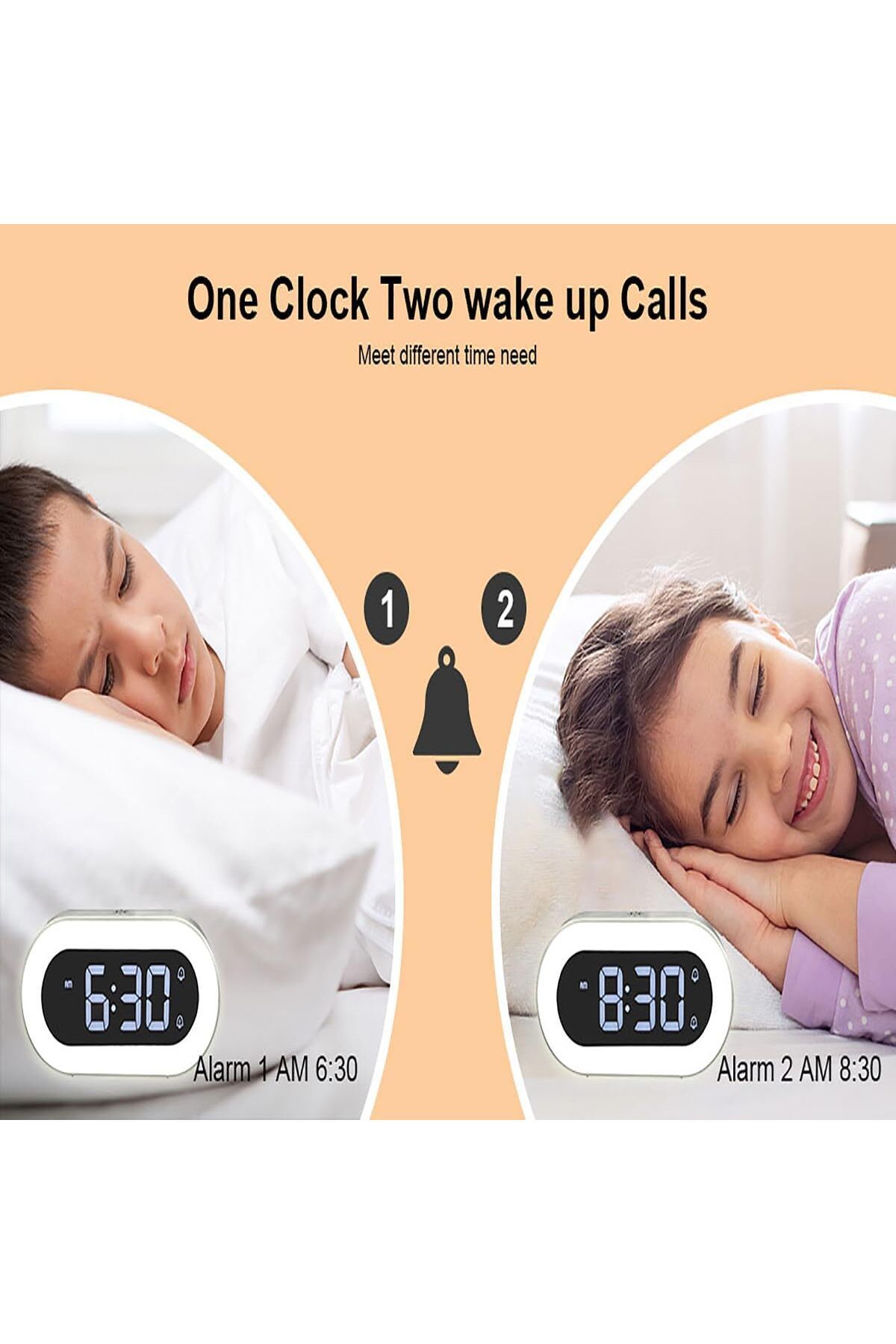 COOYA-Bedroom LED Digital Alarm Clock with Snooze,Rechargeable with USB Charging Port,Dimmable LED Display 4