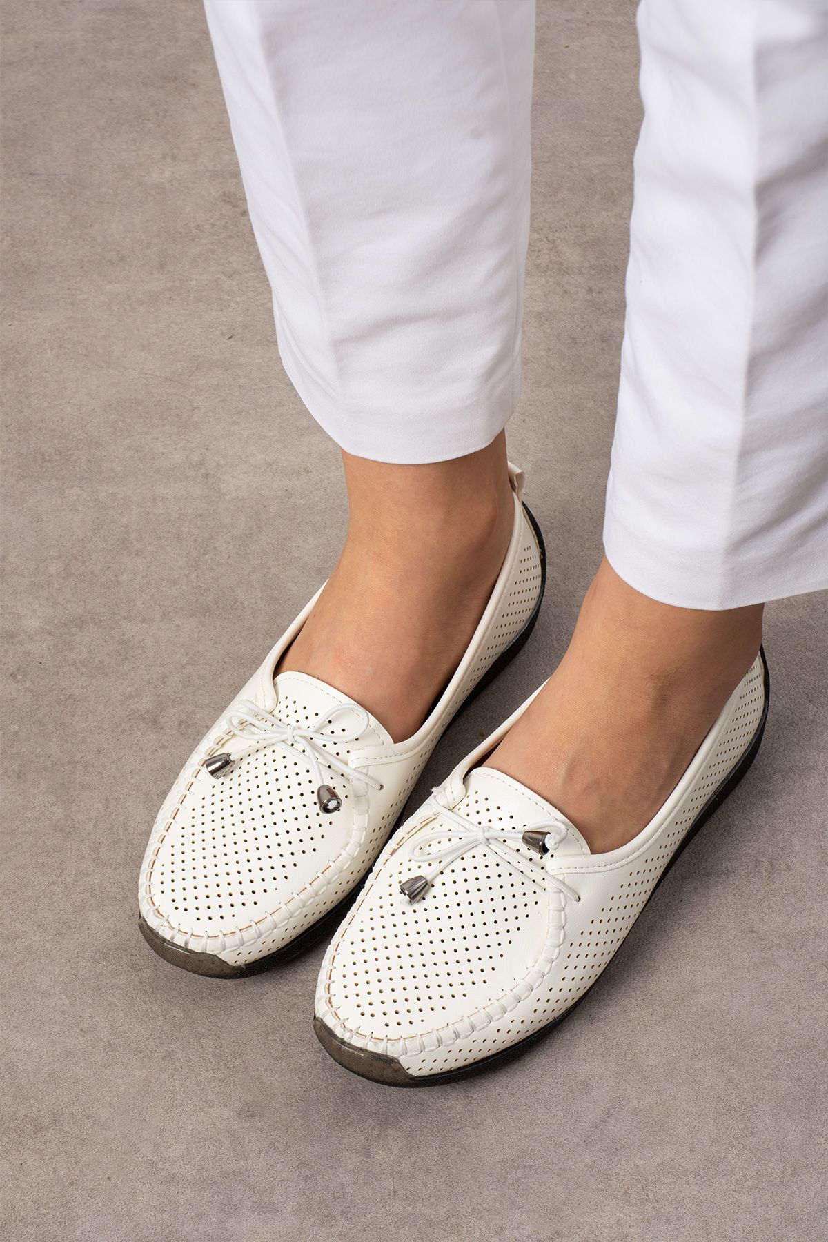 KAOF SHOES Kadın Beyaz Ortopedik Anne Babet Anne Ayakkabısı Günlük Ayakkabı Klasik Ayakkabı Rahat Ayakkabı