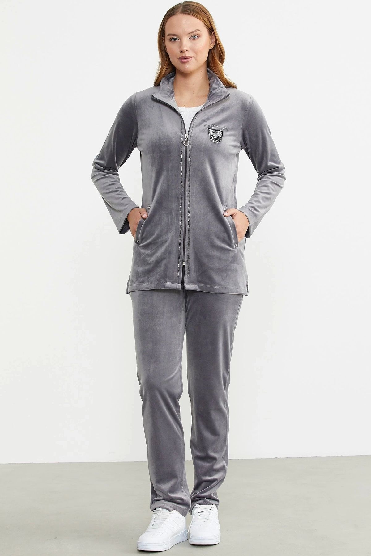 FTT SHOPPING MARKET Sementa 76385 Kadife Dik Yaka Tunik Eşofman Takım