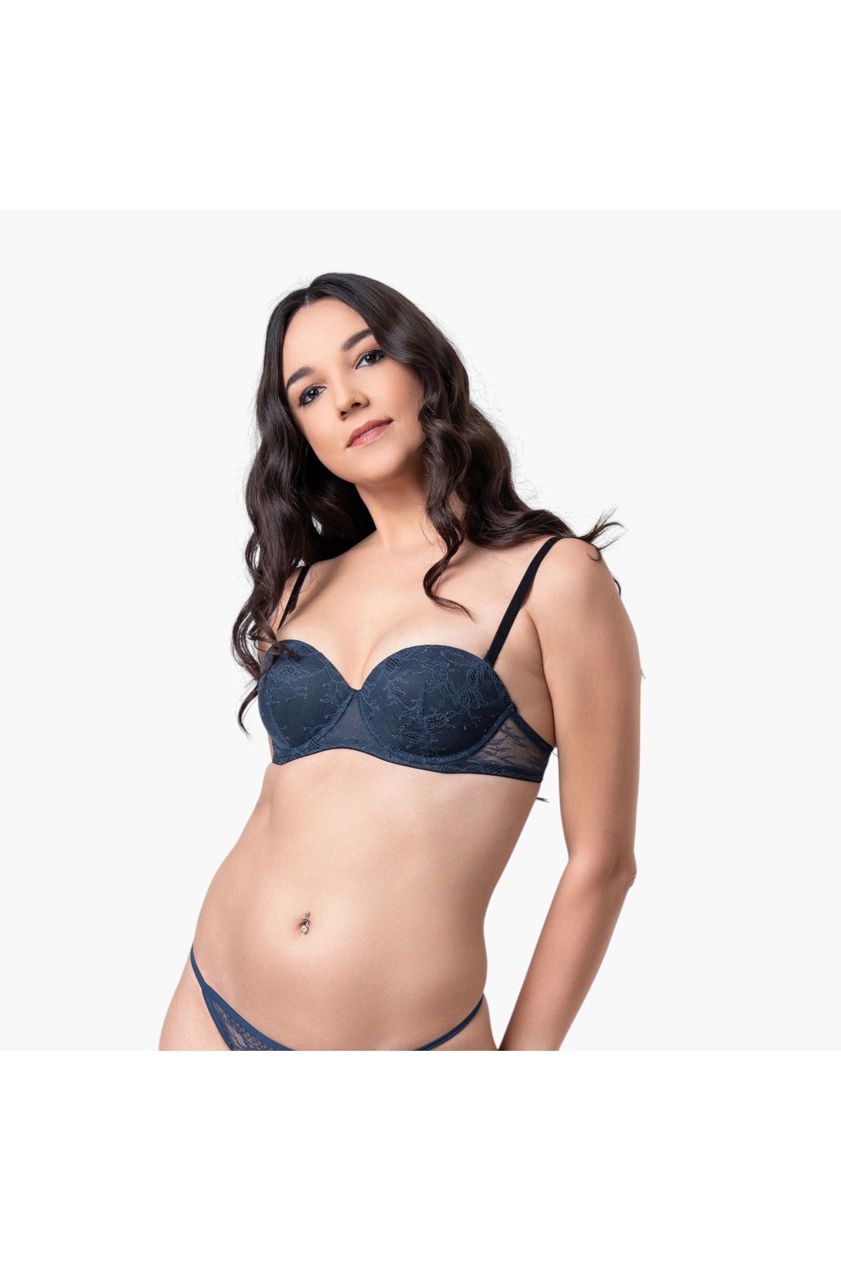 Aadaraya-Lace Detail Balconette Bra with Hook and Eye Closure 2
