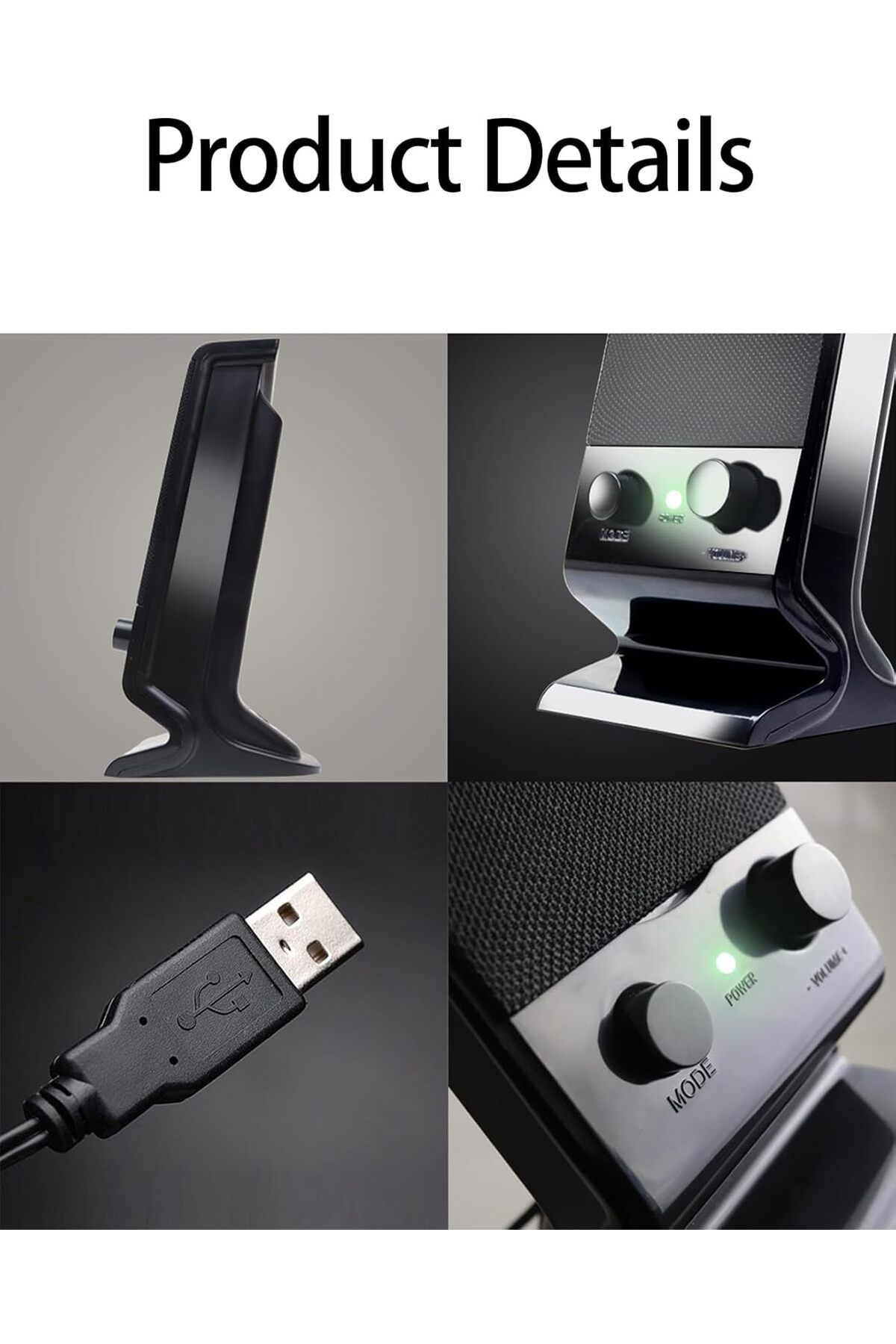 COOYA-Black Computer Speaker, Compact and Delicate, 3.5 Mm Audio Plug, USB-Powered, for PC Tablets 7