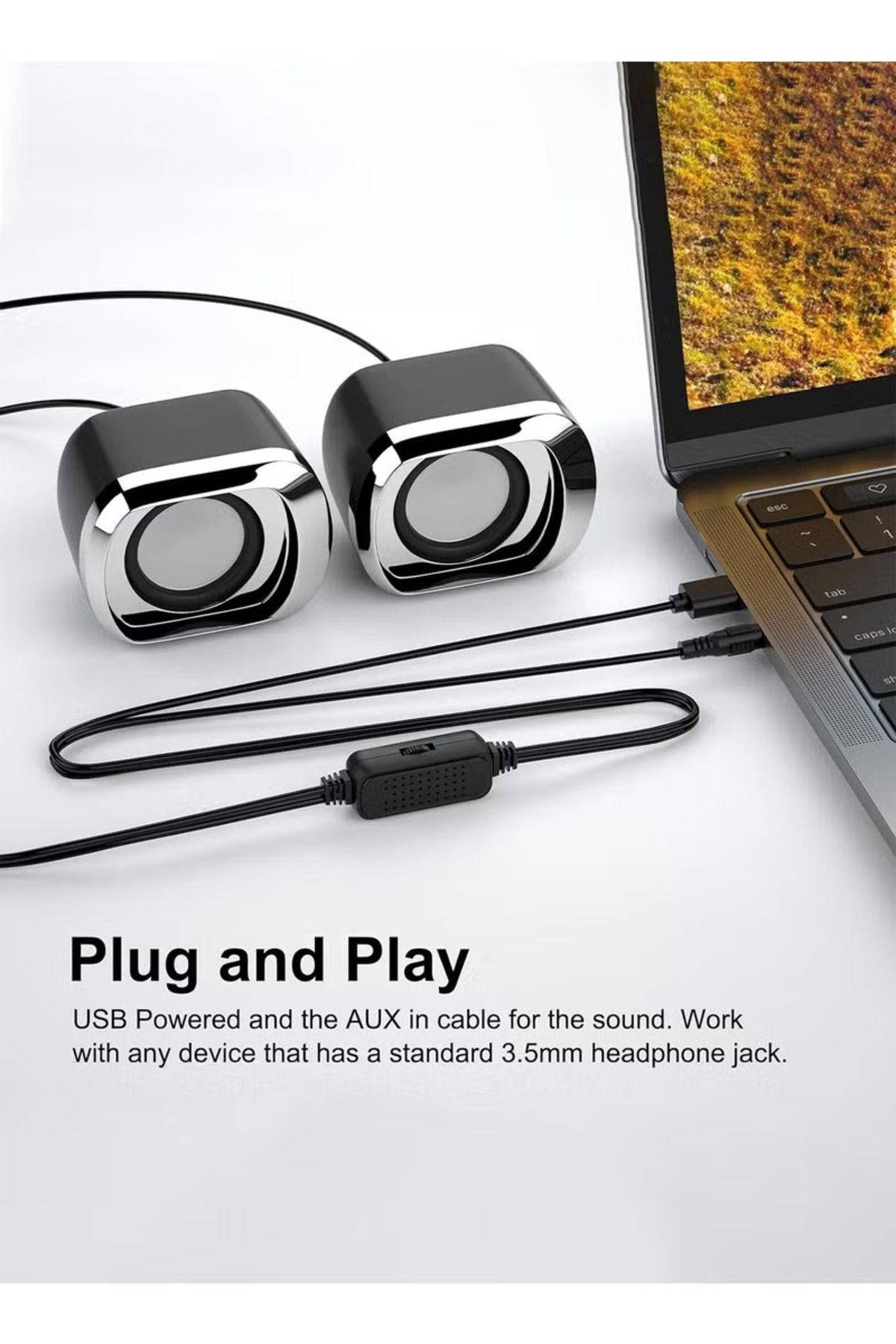 COOYA-Computer Speaker,with Volume Control and 3.5 Mm Audio Plug, USB Powered,for PC Tablets Cellphone 3
