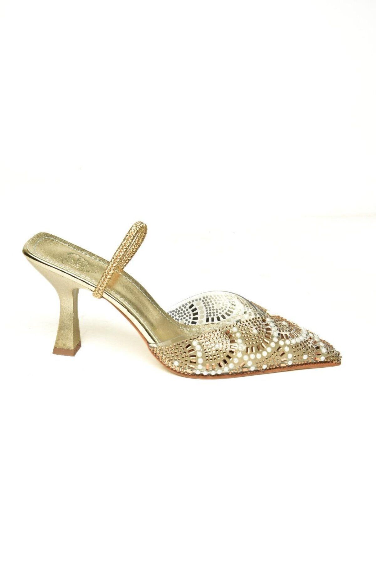 Fox Shoes-U 614296509   Goldfarbene Schuhe mit Perlenbesatz 5