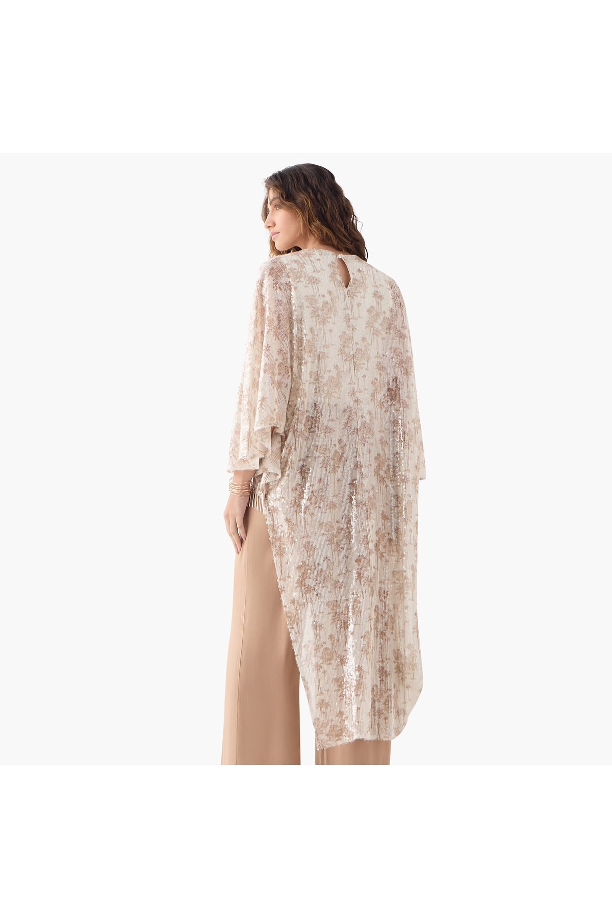 Iconic-All-over Print Asymmetric Top With Flared Sleeves 3