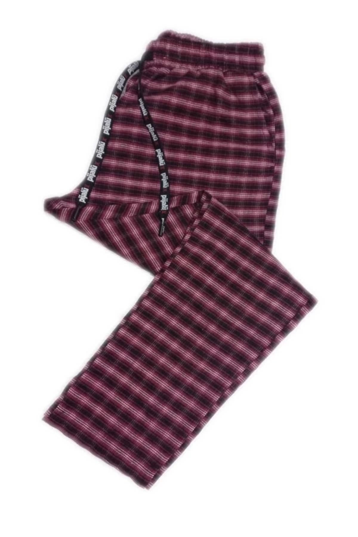 FTT SHOPPING MARKET Pijalüx Erkek Kareli Poplin Cepli Alt Pijama