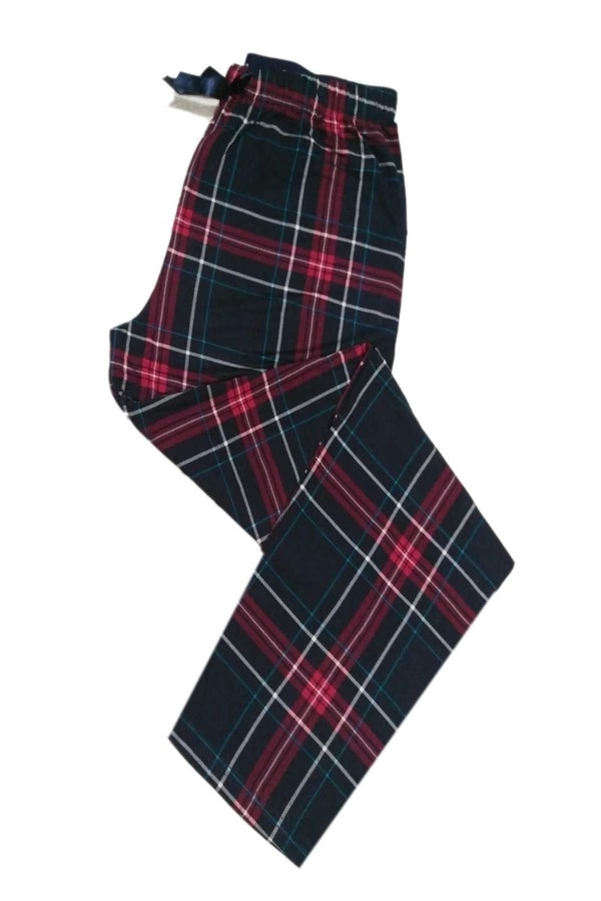 FTT SHOPPING MARKET Kadın Ring Viskon Ekose Pijama Alt 9313