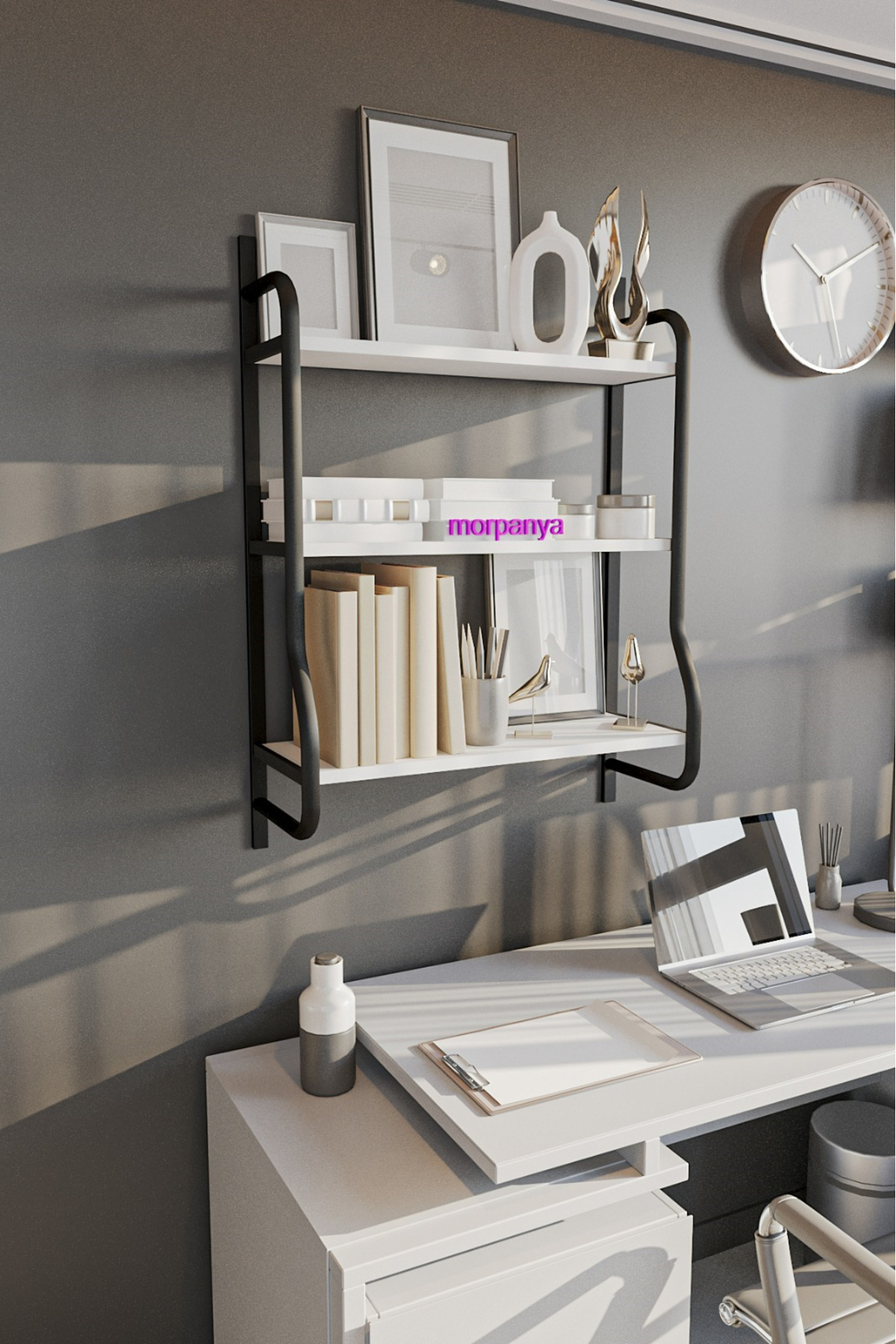 Dantes Metal Mini Bookcase 3 Shelves Book Shelf File Document Shelf White