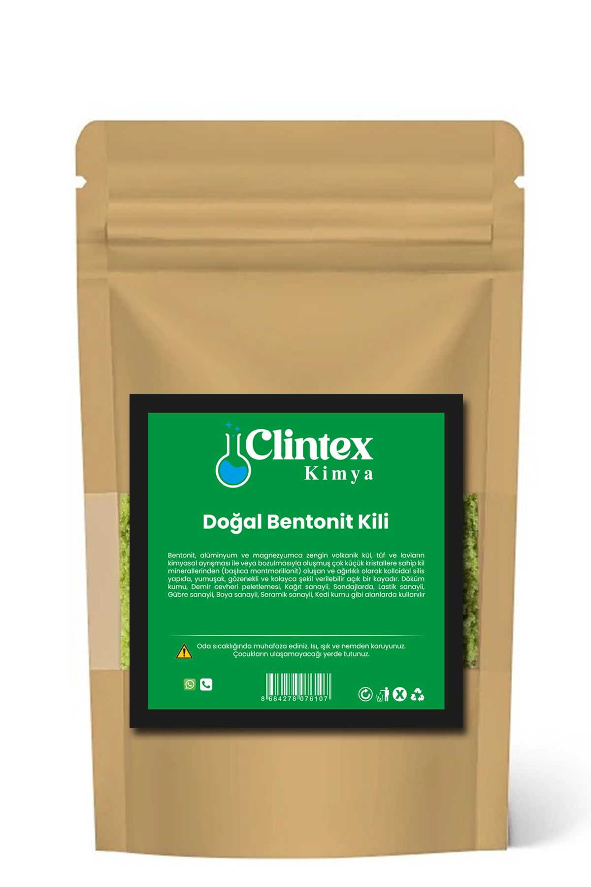 Clintex Kimya Doğal Bentonit Kil Toz 1 Kg