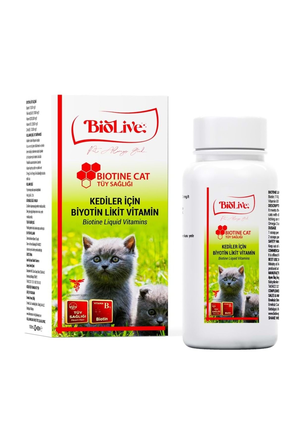 mikudesign Biolive Kediler İçin Biotine Tüy Sağlığı Likit Vitamin 100ml