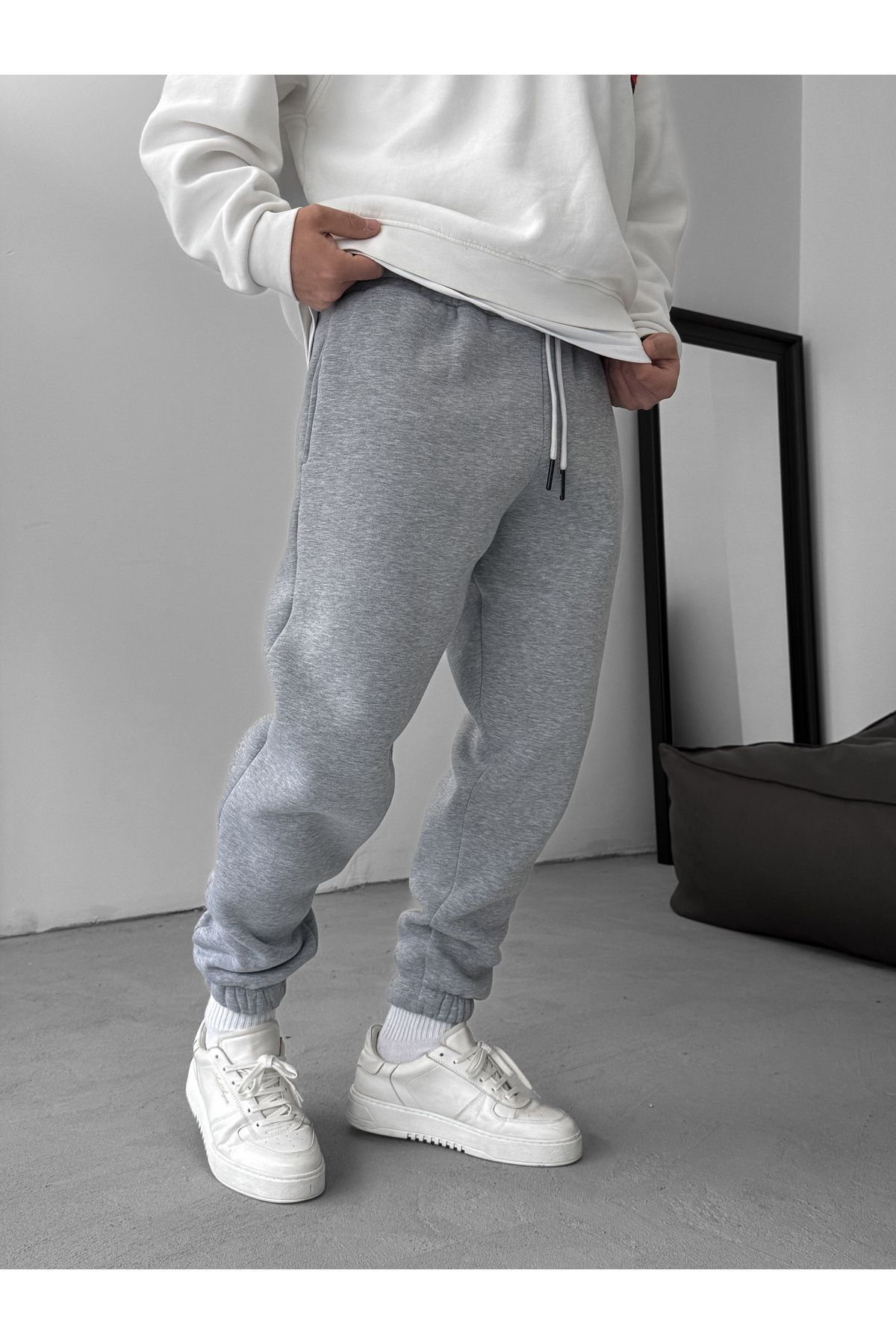 BYBASICMAN-Gray Basic Raised Elastic Tracksuit By-062 3