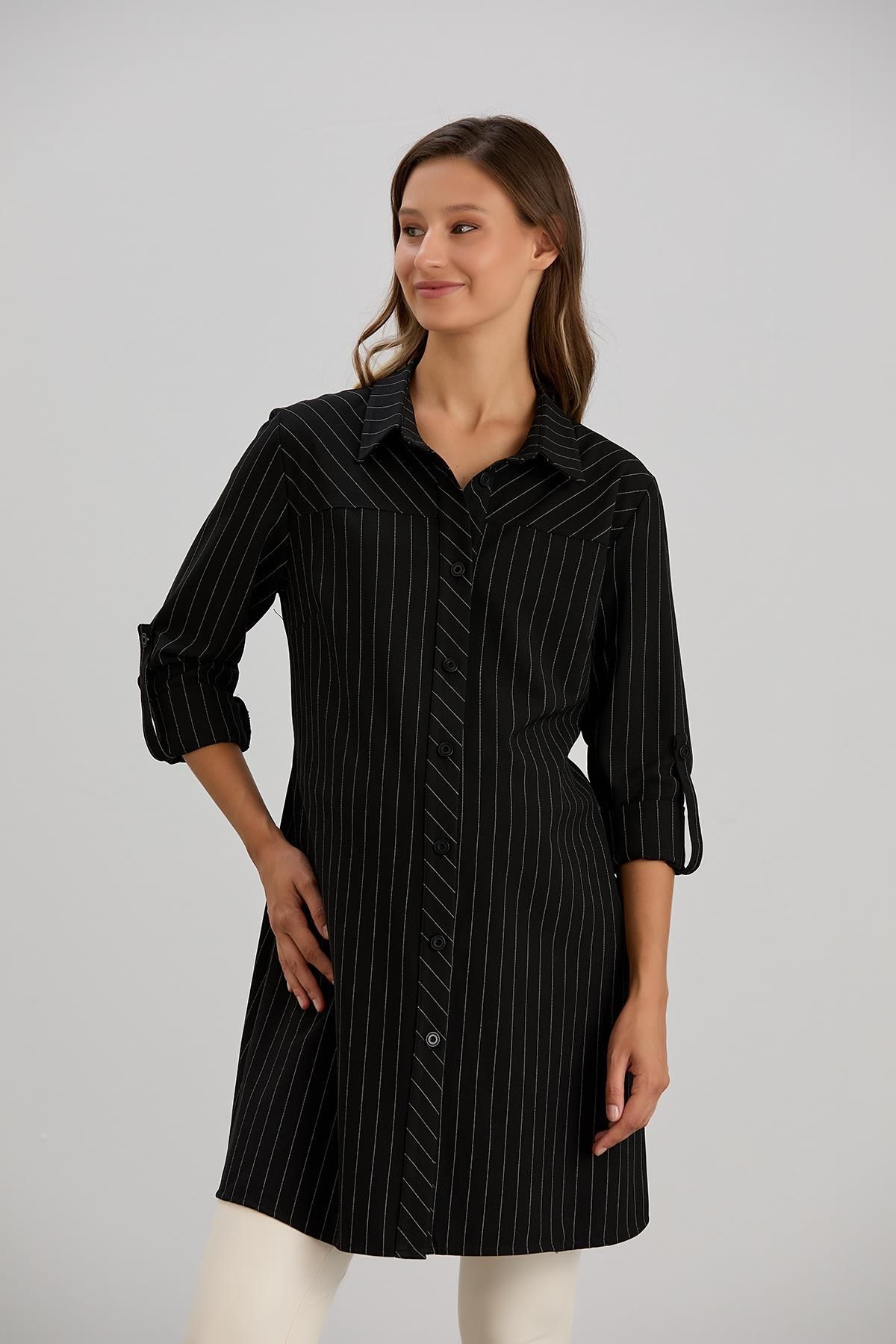 Işşıl-Işil 4546 - Striped Bias Cut Maternity Shirt and Tunic 6