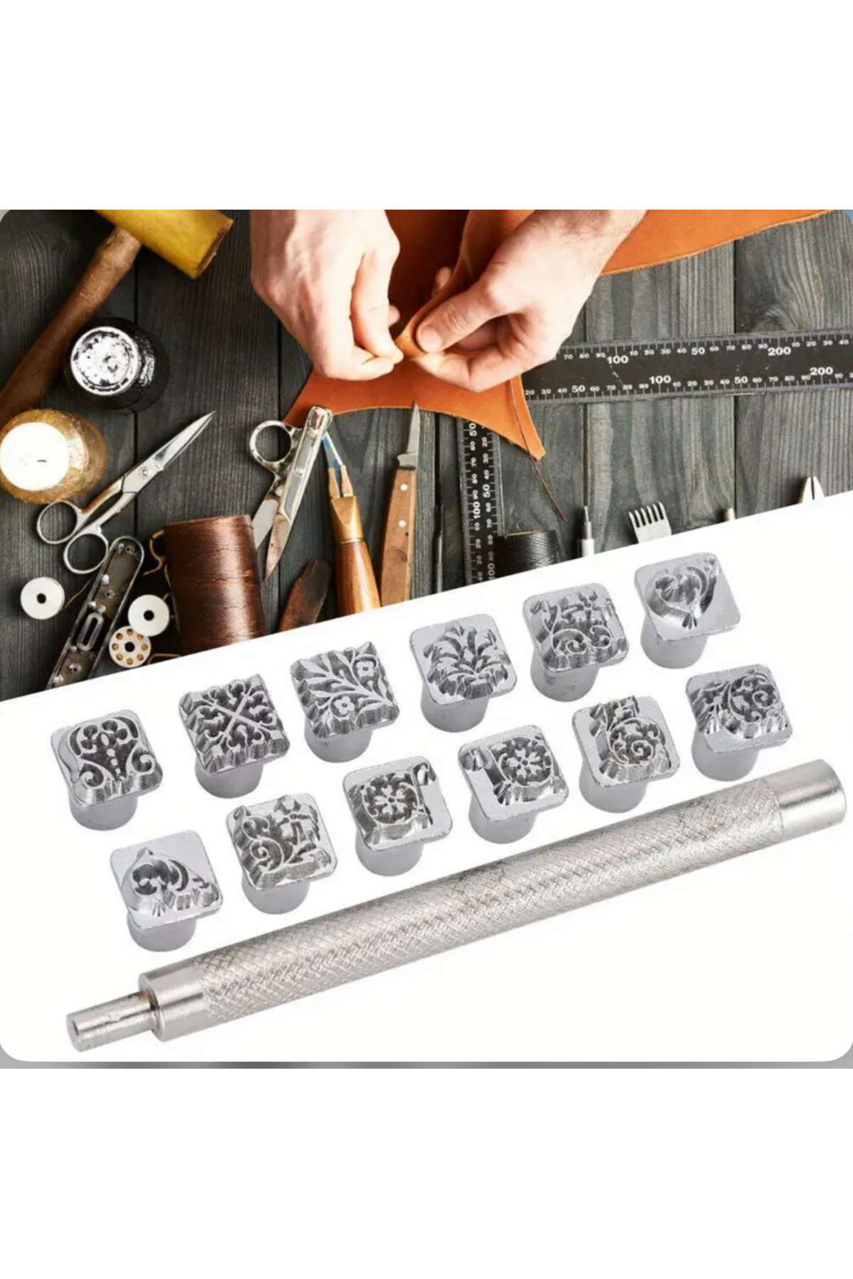 BGA Leathercraft deri desen dekoratif damga seti deri stamp craft