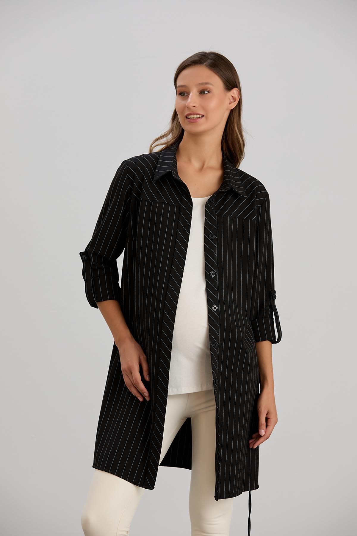 Işşıl-Işil 4546 - Striped Bias Cut Maternity Shirt and Tunic 8