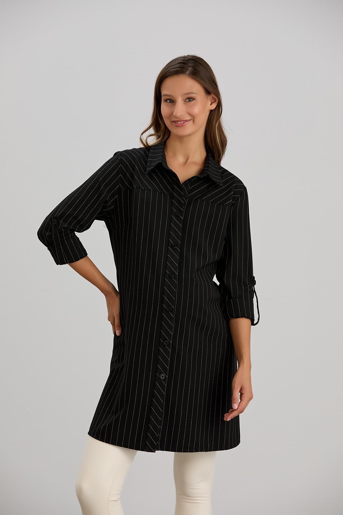 Işşıl-Işil 4546 - Striped Bias Cut Maternity Shirt and Tunic 2