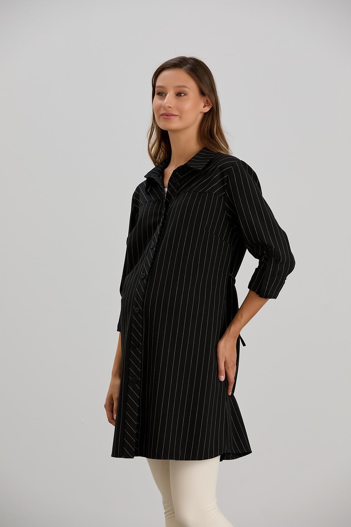 Işşıl-Işil 4546 - Striped Bias Cut Maternity Shirt and Tunic 4