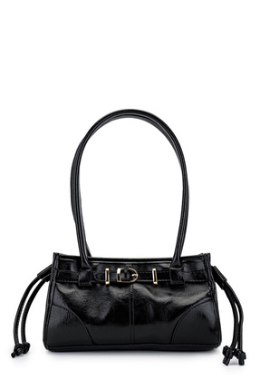 minebag Kemer Detaylı Suni Kılçıllı Deri Kadın Omuz Çanta Girls Siyah