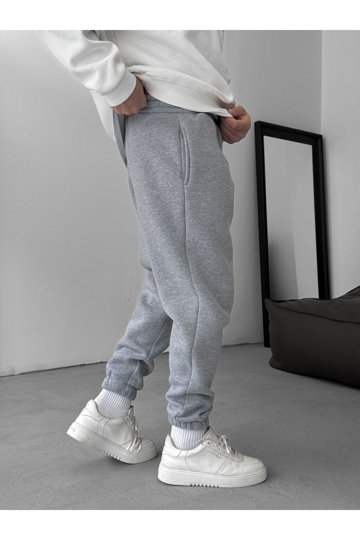 BYBASICMAN-Gray Basic Raised Elastic Tracksuit By-062 4