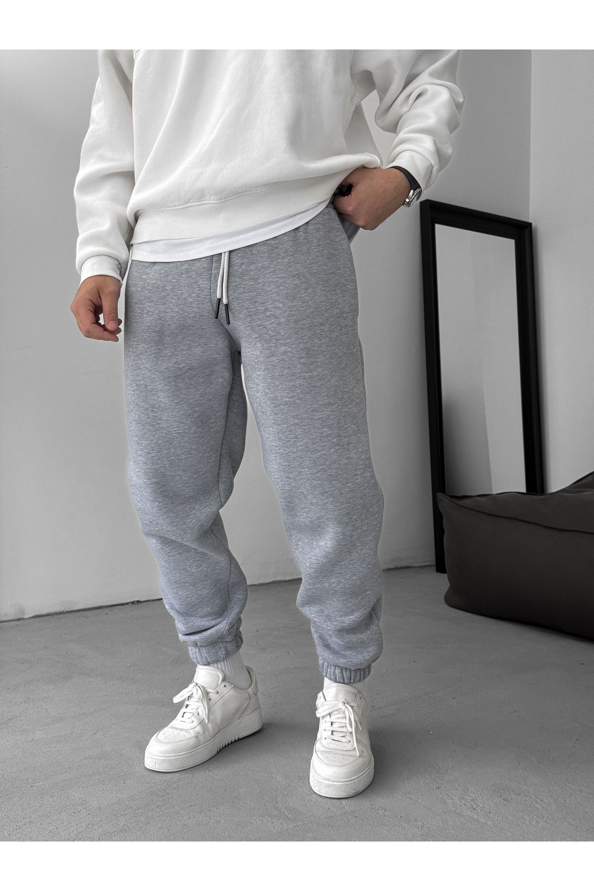 BYBASICMAN-Gray Basic Raised Elastic Tracksuit By-062 1