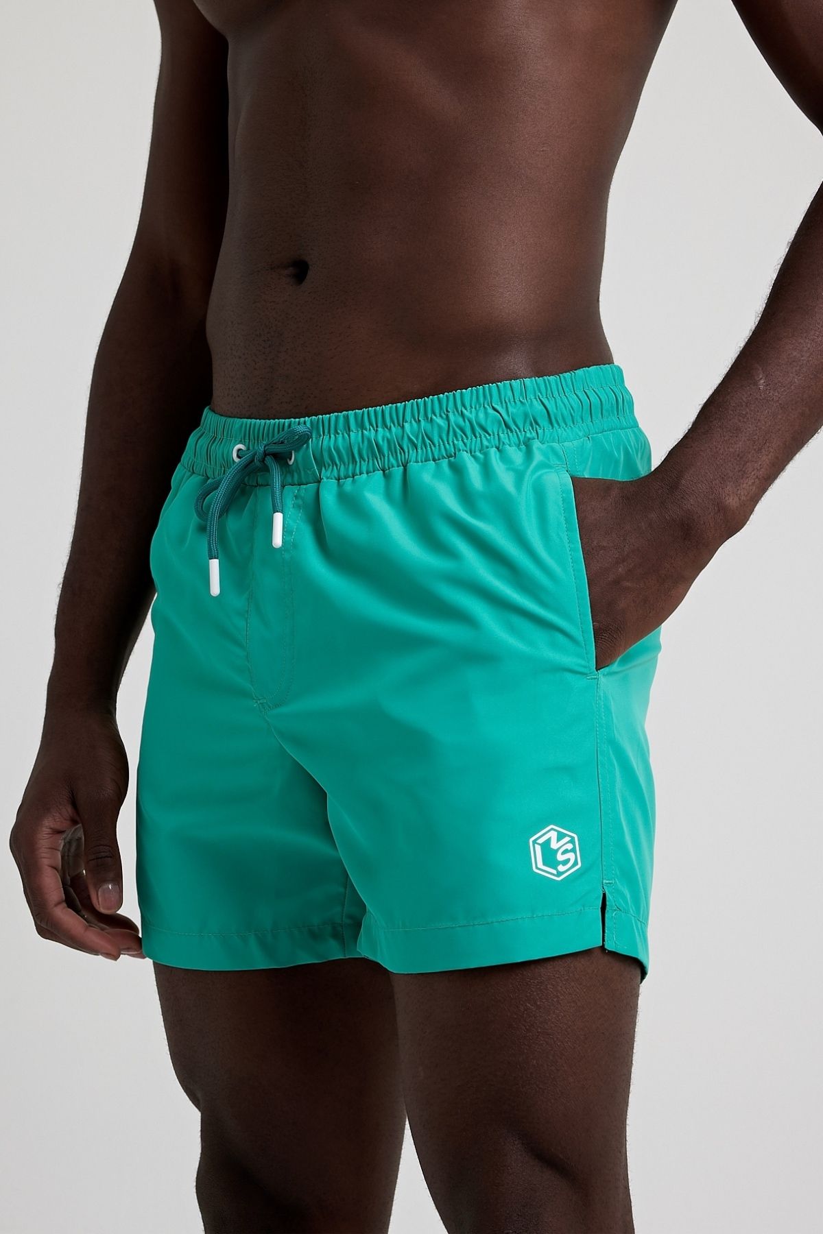 MADZEYMODA-Premium Men's Lined Mint Green Swim Shorts Ls-95093 7