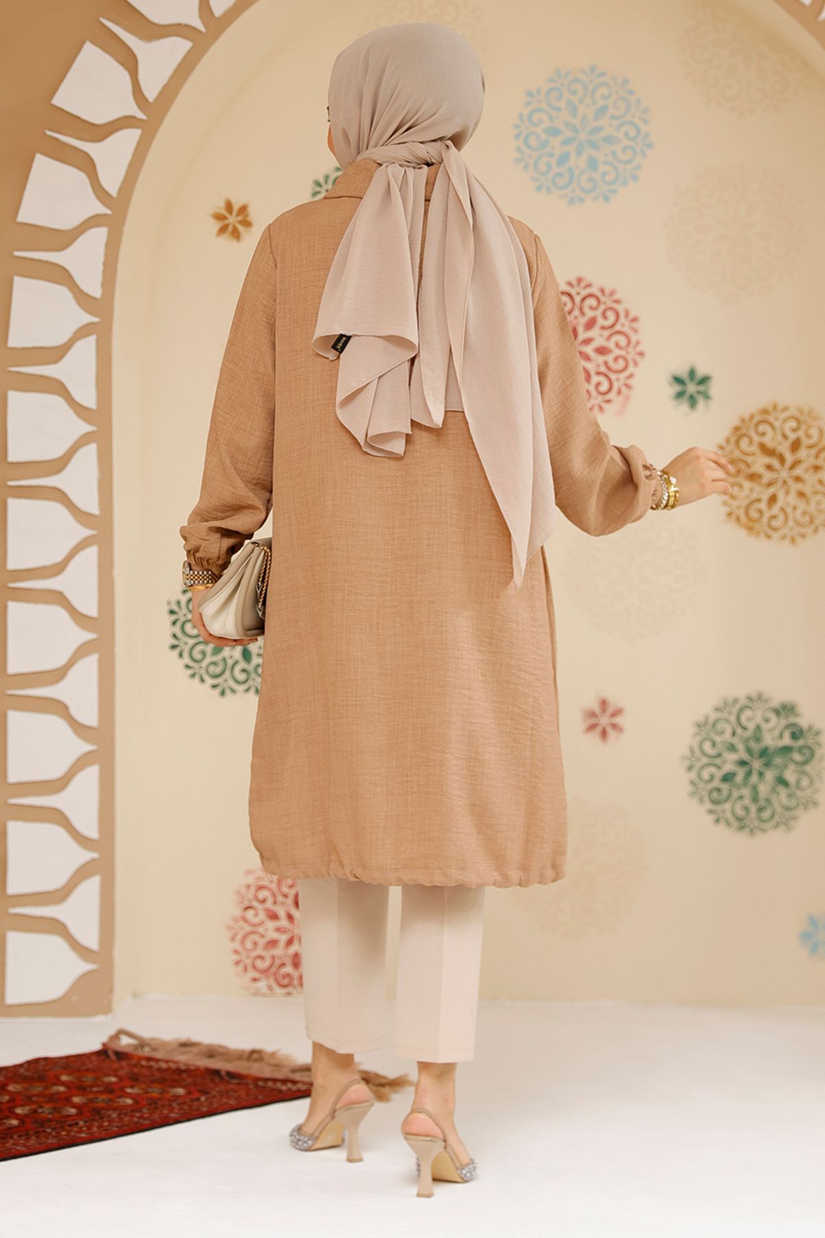 Neva Style-Buttoned Camel Hijab Tunic 70881C 4