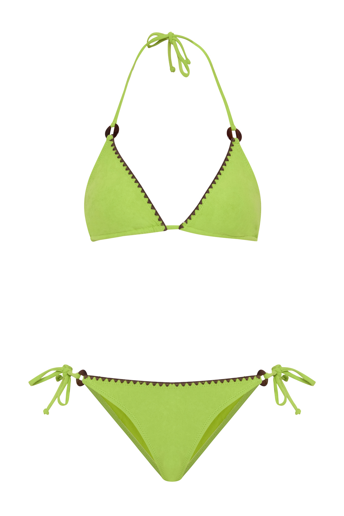 AQUELLA Süet Dokulu Neon Yeşil Üçgen Bikini Takım