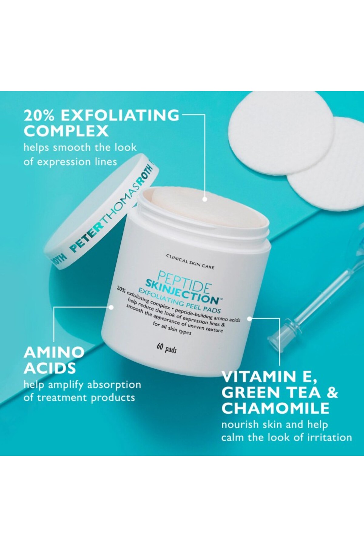 پدهای لایه بردار تزریق پپتید Skinjection (60 عدد) — 670367020340 — تصویر 4 از 5
