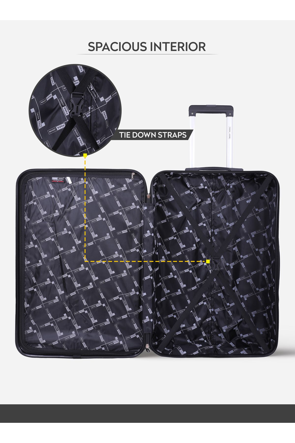 PARAJOHN-Spiral Set of 3 ABS Hard Case Luggage Trolley Bag with 4 Spinner Wheels & Lock 4