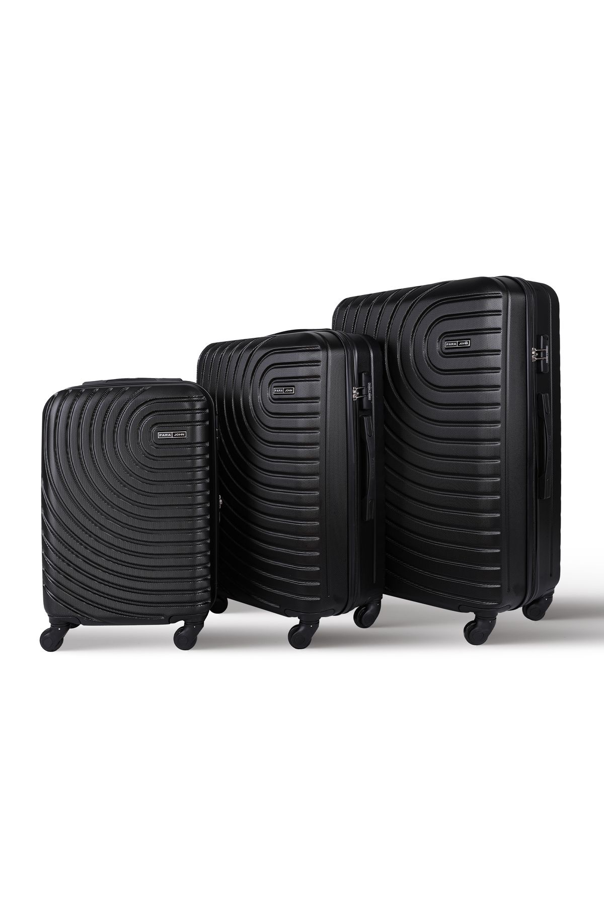 PARAJOHN-Spiral Set of 3 ABS Hard Case Luggage Trolley Bag with 4 Spinner Wheels & Lock 1