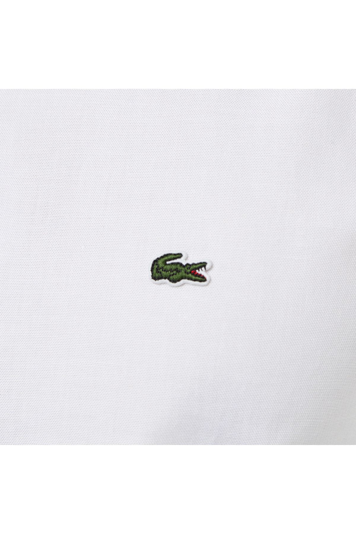 پیراهن / بلوز دکمه دار سفید مردانه باریک اورجینال Lacoste