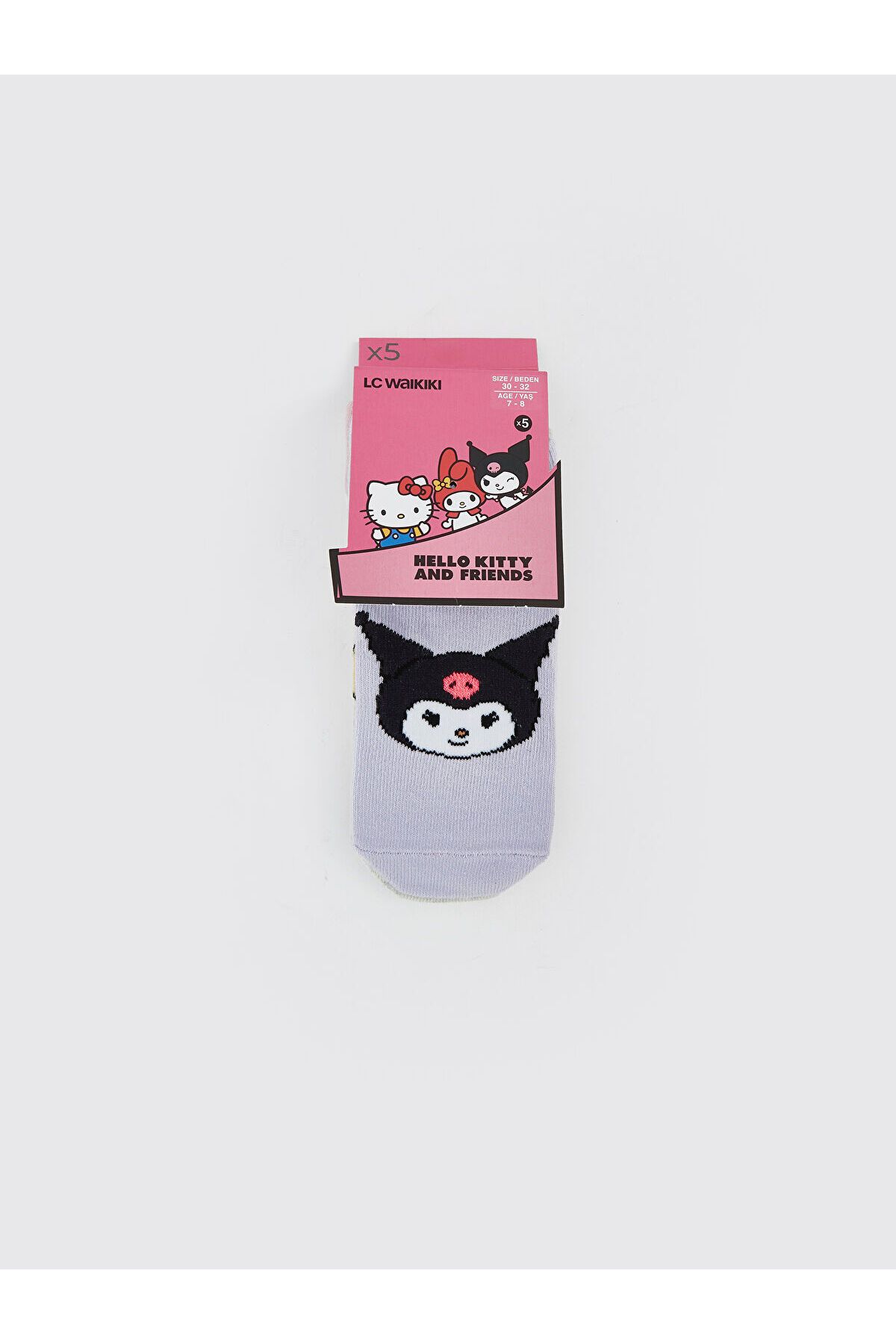 LC Waikiki-Чорапи с ботуши Hello Kitty с шарки за момичета, комплект от 5 броя 3