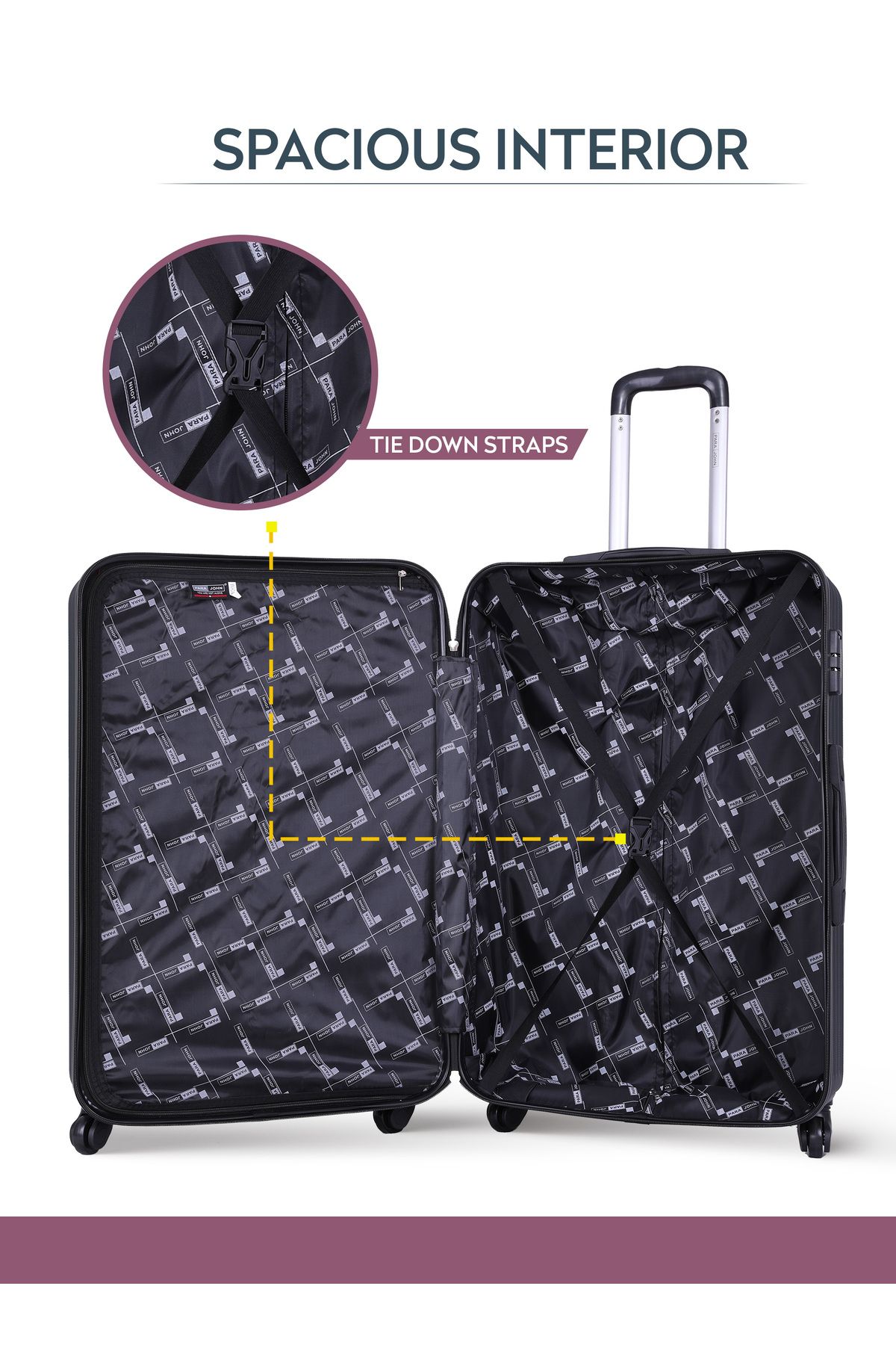 PARAJOHN-Spiral Set of 3 ABS Hard Case Luggage Trolley Bag with 4 Spinner Wheels & Lock 4