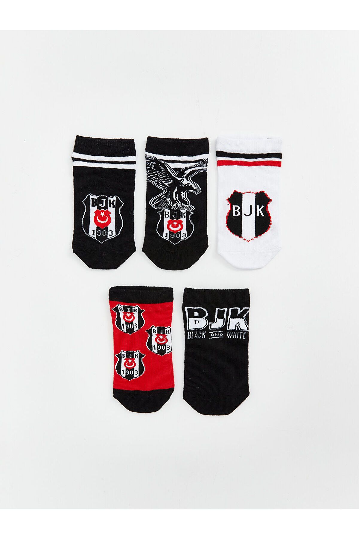 LC Waikiki-Șosete pentru băieți cu model Beşiktaş, pachet de 5 1